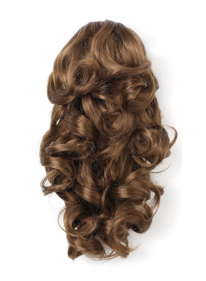 OneDor 12" Synthetic Fiber Natural Textured Curly Ponytail Clip In/On Hair Extension Hairpiece (12# - Light Brown) - Image 1