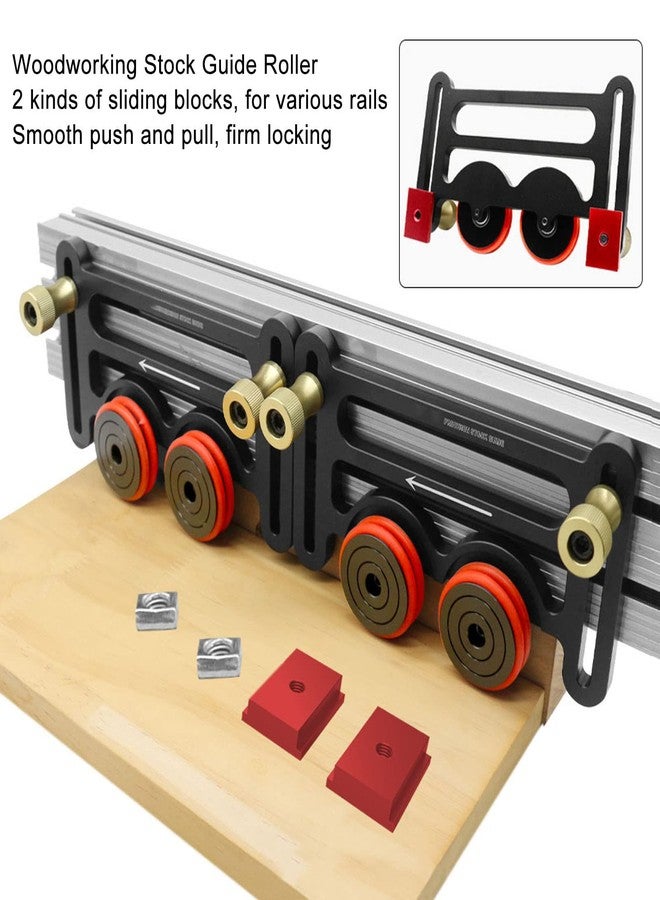 Focket Precision Stock Guides for Table Saw, Universal Featherboards with Sliding Blocks, Woodworking Double Wheel Bearing Stock Roller for Table Saw, Router Table & Band Saw - Image 2