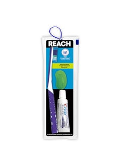 REACH Reach Ultraclean Travel Kit Toothbrush with Toothbrush Cap and Toothpaste MultiAngled Soft Bristles TSAAirport Friendly Resealable Portable and Reusable Bag 