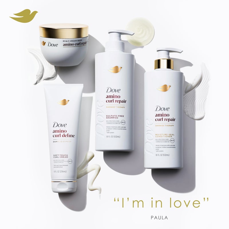 Dove كريم دوف لتجعيد الشعر الأميني للشعر المجعد والمجعد مع تقنية العناية بالبروتين الحيوي + مركب الأمينو 8 أونصة سائلة - Image 4