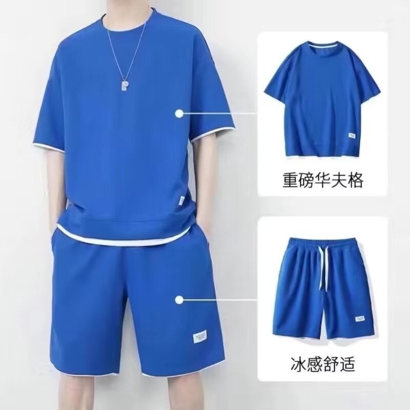 Trendy Slim Fit Mens Loose Fit Casual Pants Summer Solid Color Versatile Sport Suit New Style Fresh Graduate Collection Gray  - Image 2