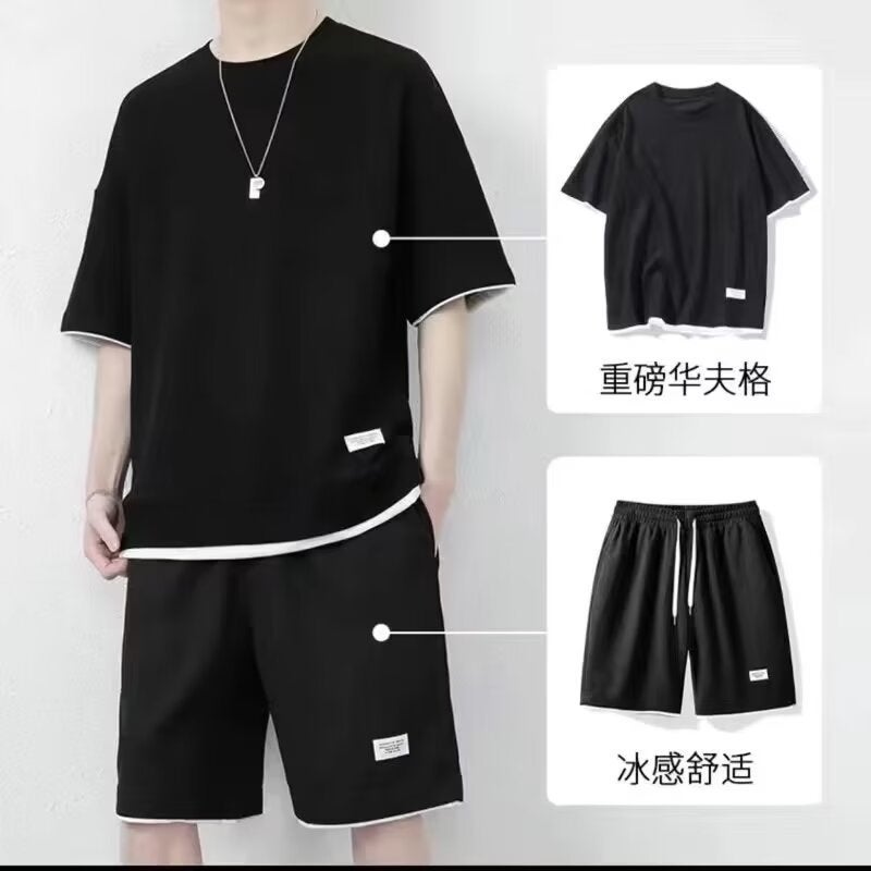 Trendy Slim Fit Mens Loose Fit Casual Pants Summer Solid Color Versatile Sport Suit New Style Fresh Graduate Collection Gray  - Image 4