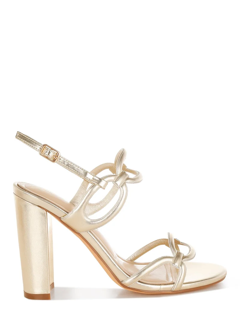 London Rag Women's Metallic Cut Out Chain Sandals In Gold