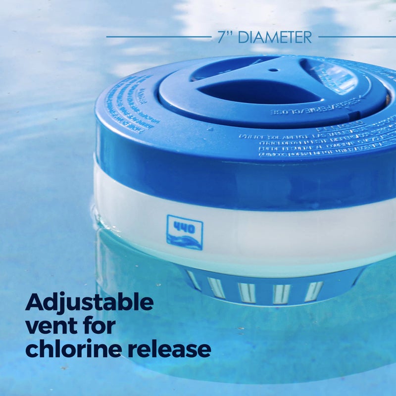 440 Pool Chlorine Floater Dispenser, Fits Up to 5 Pieces of 3-Inch Chlorine Tabs, Adjustable Flow, Control, Heavy-Duty Plastic - Suitable for Small & Large Pools - 9.6 Ounces - Image 2
