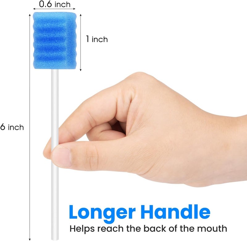Melonsun 300 Pcs Oral Swabs Disposable - Longer Unflavored & Sterile Dental Sponge Swabs for Mouth Cleaning - Individually Wrapped, Medical Grade, Latex-Free for Oral Care (Blue 300) - Image 2