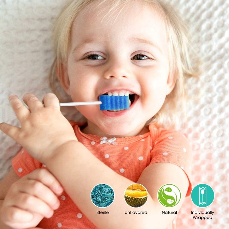 Melonsun 300 Pcs Oral Swabs Disposable - Longer Unflavored & Sterile Dental Sponge Swabs for Mouth Cleaning - Individually Wrapped, Medical Grade, Latex-Free for Oral Care (Blue 300) - Image 3