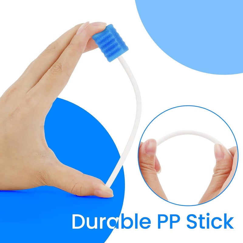 Melonsun 300 Pcs Oral Swabs Disposable - Longer Unflavored & Sterile Dental Sponge Swabs for Mouth Cleaning - Individually Wrapped, Medical Grade, Latex-Free for Oral Care (Blue 300) - Image 5