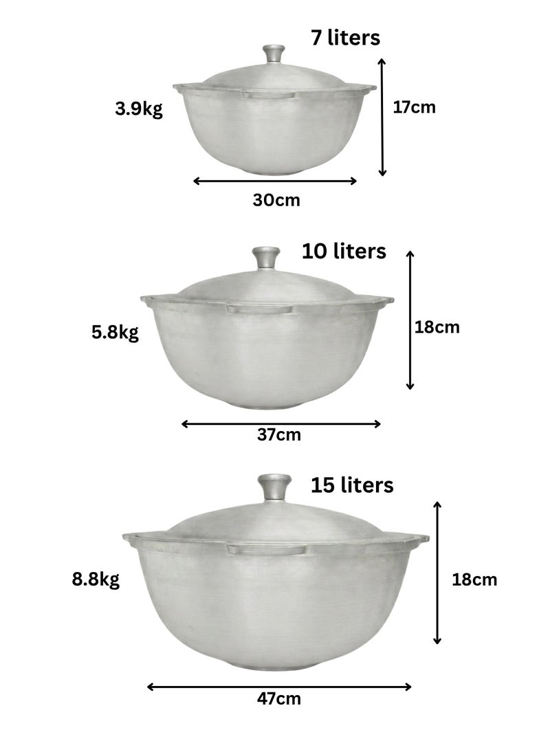 Heavy Afghan Aluminum Bukhari Pot - 7L / 10L / 15L - For Bukhari Rice, Kabsa & Large Gatherings - Image 5