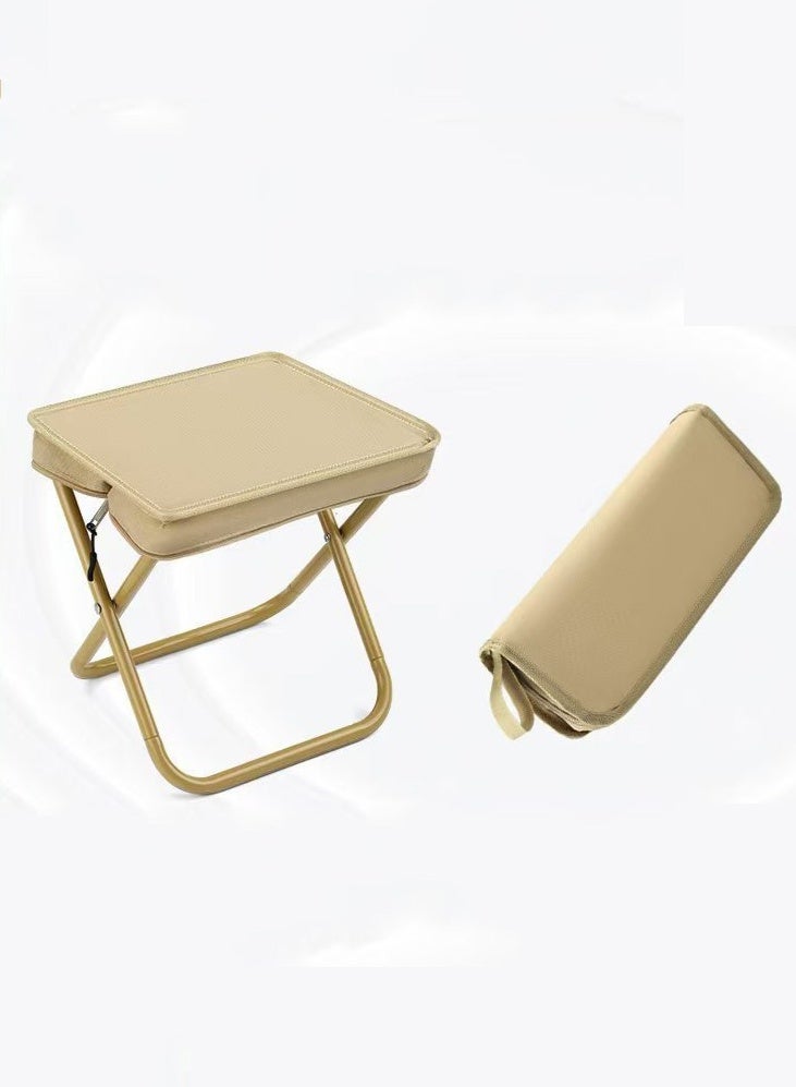 fdsport Camping Stool, Portable Folding Stool for Outdoor Walking Hiking Fishing, Large Capacity Khaki - Image 1