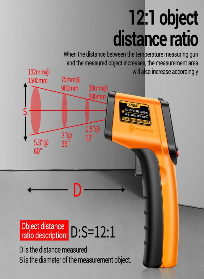 ANENG ANENG TH201-50℃～400℃ /-58℉～752℉ Non-Contact Infrared Thermometer IR Thermometer Handheld Digital Temperature Tester Industrial Thermometer for Kitchen Cooking Automotive Not for Human - Image 5