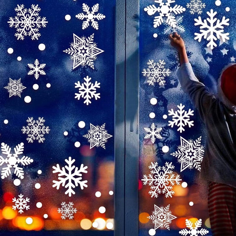 Garma 428pcs White Snowflakes Window Decorations Clings Decal Stickers Ornaments for Christmas Frozen Theme Party New Year Supplies - Image 5