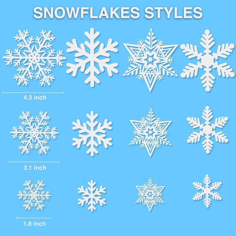 Garma 428pcs White Snowflakes Window Decorations Clings Decal Stickers Ornaments for Christmas Frozen Theme Party New Year Supplies - Image 2