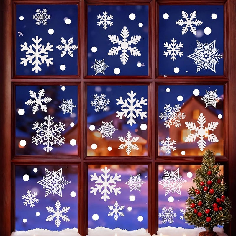 Garma 428pcs White Snowflakes Window Decorations Clings Decal Stickers Ornaments for Christmas Frozen Theme Party New Year Supplies - Image 1