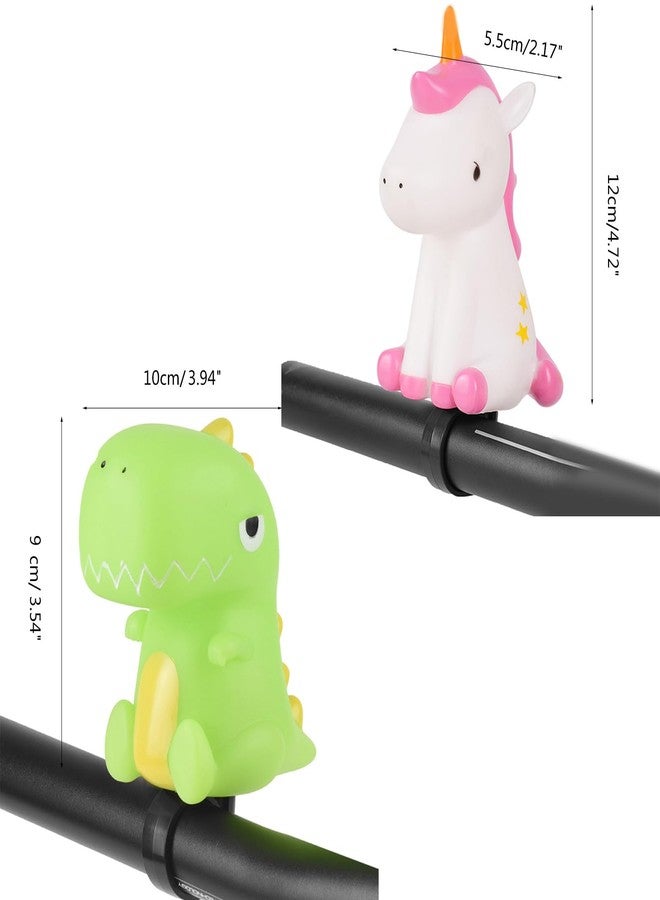 Muloo Cartoon Animal Childrens Bicycles Horn Squeeze Bicycles Horn Clearly Sound Bicycles Bells Cute Scooter Kid Bike Bells, Green Dinosaur - Image 3