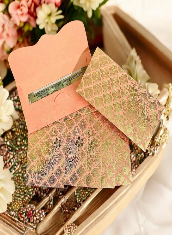 Moira Designer Money Envelopes, Pack of 10, for Shagun Cash gifting for Wedding, Birthday, Eid, Diwali, Engagement (Peach) - Image 4