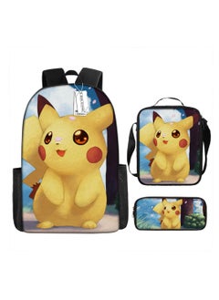Pokemon Cartoon Backpack Three-piece Student School Bag 