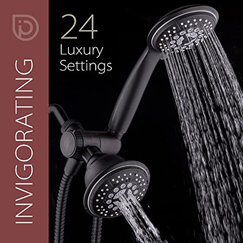 Hydroluxe 1753 Handheld Showerhead & Rain Shower Combo. High Pressure 24 Function 4" Face Dual 2 in 1 Shower Head System with Stainless Steel Hose, Patented 3-way Water Diverter in Oil Rubbed Bronze - Image 4