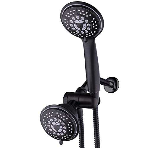 Hydroluxe 1753 Handheld Showerhead & Rain Shower Combo. High Pressure 24 Function 4" Face Dual 2 in 1 Shower Head System with Stainless Steel Hose, Patented 3-way Water Diverter in Oil Rubbed Bronze - Image 1