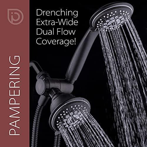 Hydroluxe 1753 Handheld Showerhead & Rain Shower Combo. High Pressure 24 Function 4" Face Dual 2 in 1 Shower Head System with Stainless Steel Hose, Patented 3-way Water Diverter in Oil Rubbed Bronze - Image 5