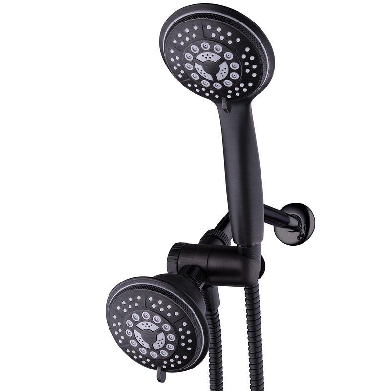 Hydroluxe 1753 Handheld Showerhead & Rain Shower Combo. High Pressure 24 Function 4" Face Dual 2 in 1 Shower Head System with Stainless Steel Hose, Patented 3-way Water Diverter in Oil Rubbed Bronze - Image 2