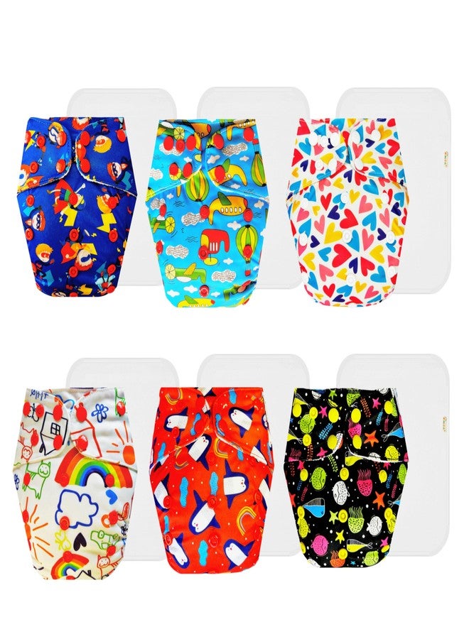 Dumbledo Premium Cloth Diaper with Cotton Insert (Pack of 6) | Hypoallergenic | Reusable & Washable | Easy to Clean | Perfect for Indian Summers | 3 Months - 3 Years | Unisex Baby - Image 1