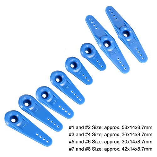 uxcell Plastic Servo Arms 23T Blue, 3mm Hole Single/Double Arm for JR 1 Set - Image 3