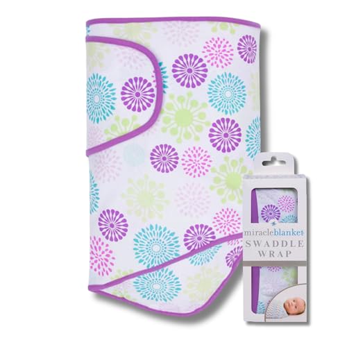Miracle Blanket Swaddle Wrap – Help Your Newborn Sleep Longer – Soft & Secure Sleep Sack for Infants – Easy-to-Use Swaddling Blanket for a Calm Baby (Colorful Burst) - Image 1