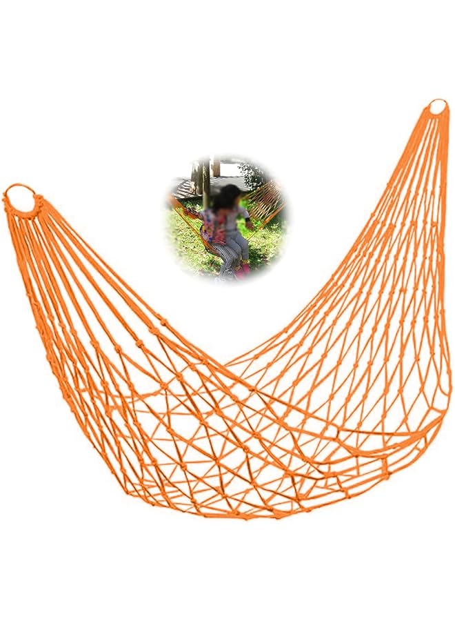 Generic Single Person Net Hammock Portable Camping Hammock Double Layer Mesh Hammock Nylon Rope Hanging Swing Chair For Hiking Backyards Travel For Backpacking Beach  - Image 1