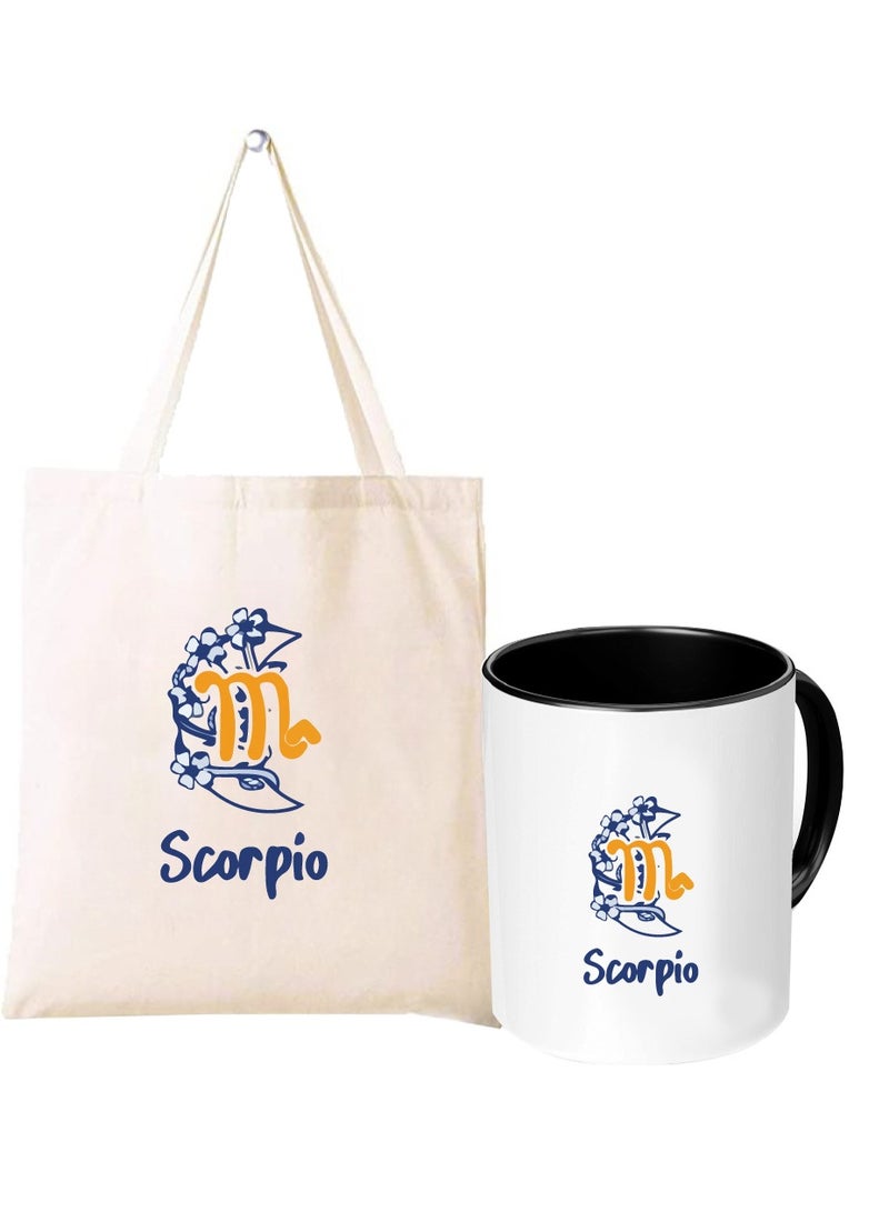 PRINTSHOP4ME Zodiac Pack of 2 Combo - Eco-Friendly Cotton Tote Bag and Two-Tone Coffee Mug Set - Perfect Astrology Gift - GiftSet for Astrology Fans - Image 1