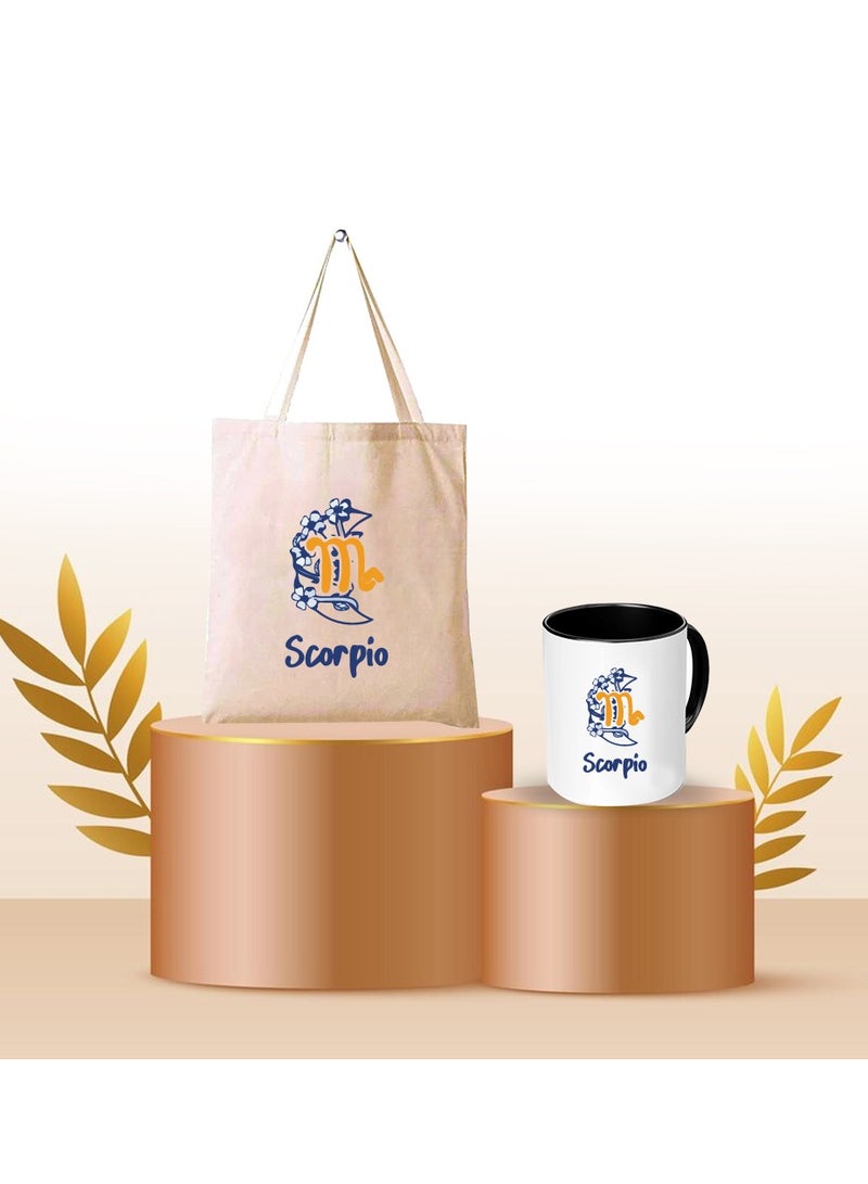 PRINTSHOP4ME Zodiac Pack of 2 Combo - Eco-Friendly Cotton Tote Bag and Two-Tone Coffee Mug Set - Perfect Astrology Gift - GiftSet for Astrology Fans - Image 2