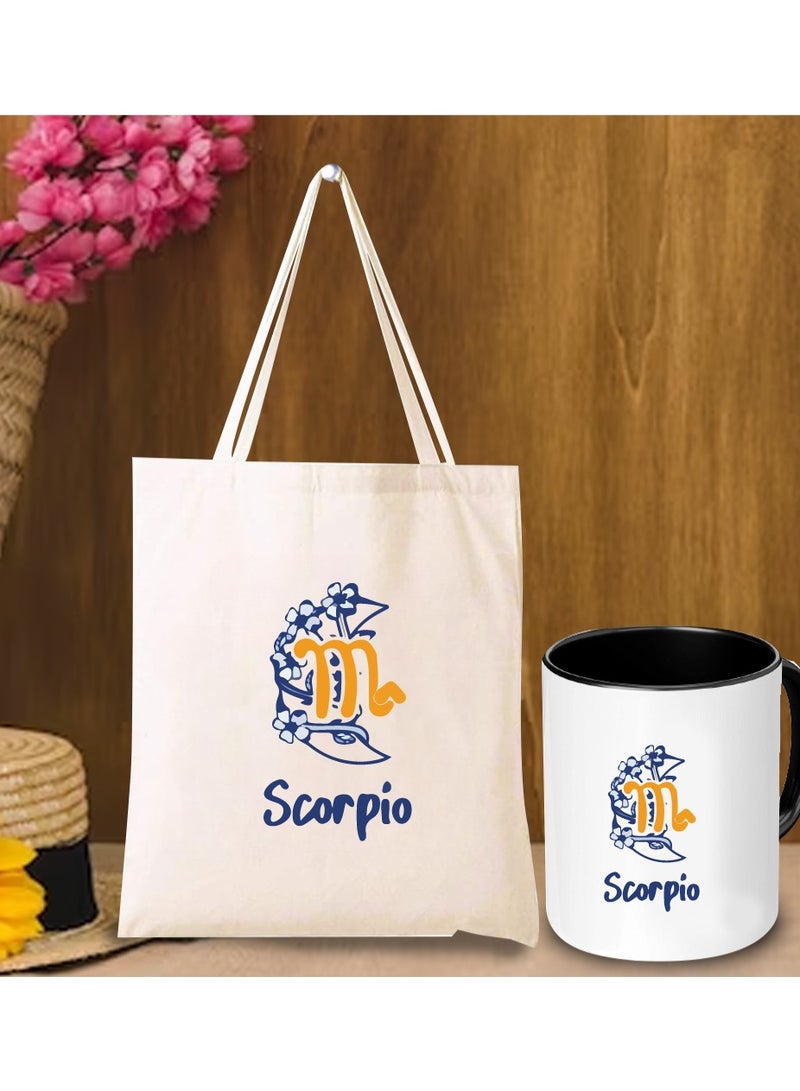 PRINTSHOP4ME Zodiac Pack of 2 Combo - Eco-Friendly Cotton Tote Bag and Two-Tone Coffee Mug Set - Perfect Astrology Gift - GiftSet for Astrology Fans - Image 3
