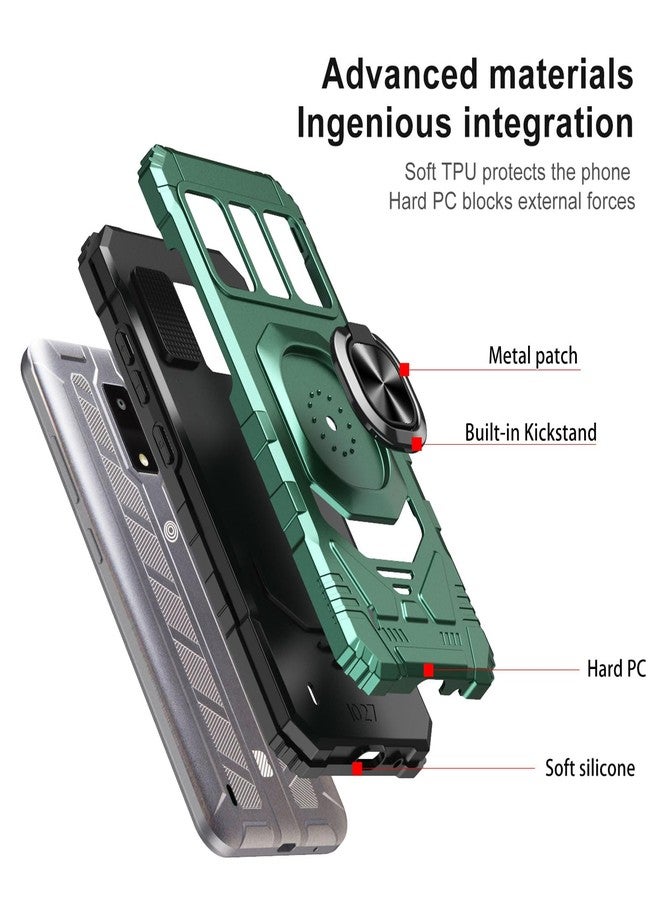 Ailiber for BLU View 4 B135DL Cell Phone Case, with Screen Protector, Ring Kickstand for Magnetic Car Mount, Military Grade, Heavy Duty Shockproof Protective Cover for Tracfone BLU View 4-Deep Green - Image 3