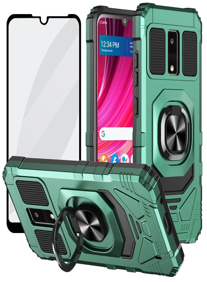 Ailiber for BLU View 4 B135DL Cell Phone Case, with Screen Protector, Ring Kickstand for Magnetic Car Mount, Military Grade, Heavy Duty Shockproof Protective Cover for Tracfone BLU View 4-Deep Green - Image 1