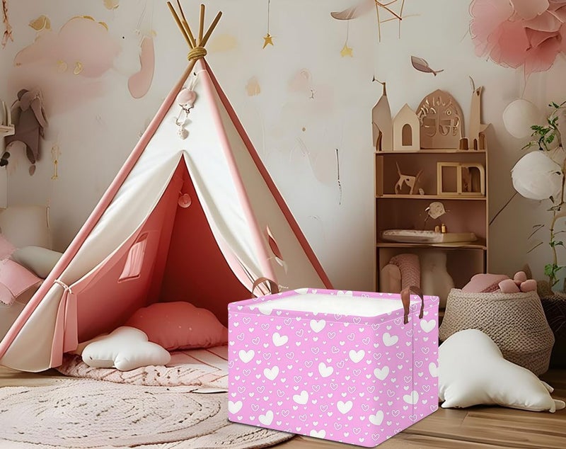 HKEC Collapsible Kids Toys Bin, Cute Baby Storage Bin, Books Box, Gift Basket (Pink Full Love) - Image 5