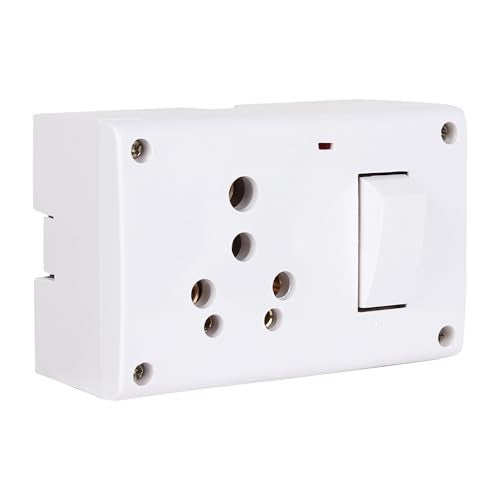 SEER 6-16 Amp Non-Modular Switch and Socket with 5 meter 2 core wire 3pin Combination with Box, Polycarbonate, White (switch box with wire) - Image 4