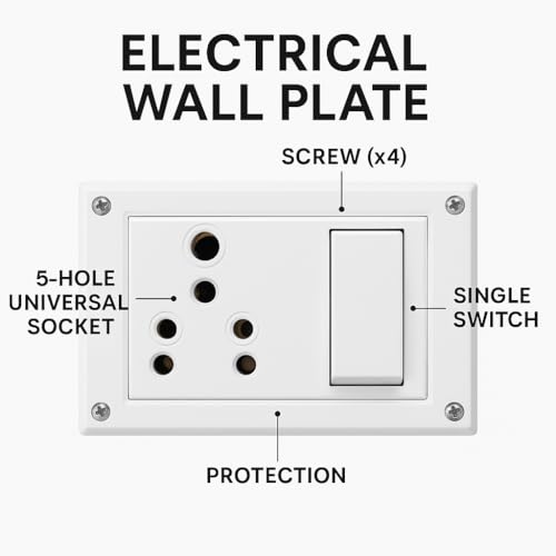 SEER 6-16 Amp Non-Modular Switch and Socket with 5 meter 2 core wire 3pin Combination with Box, Polycarbonate, White (switch box with wire) - Image 3