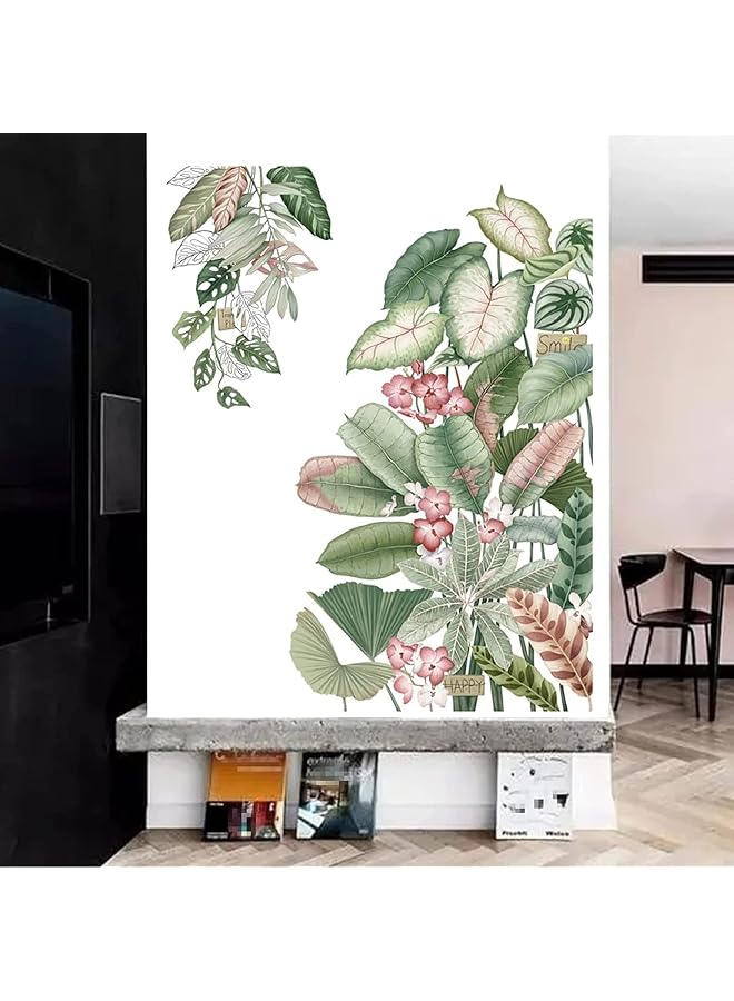 S-TOP Tropical Plant Wall Stickers | Removable Waterproof Green Leaf Decals for Living Room, Door & Home Wall Decor | Large Nature Wallpaper | New Home Gift - Image 1