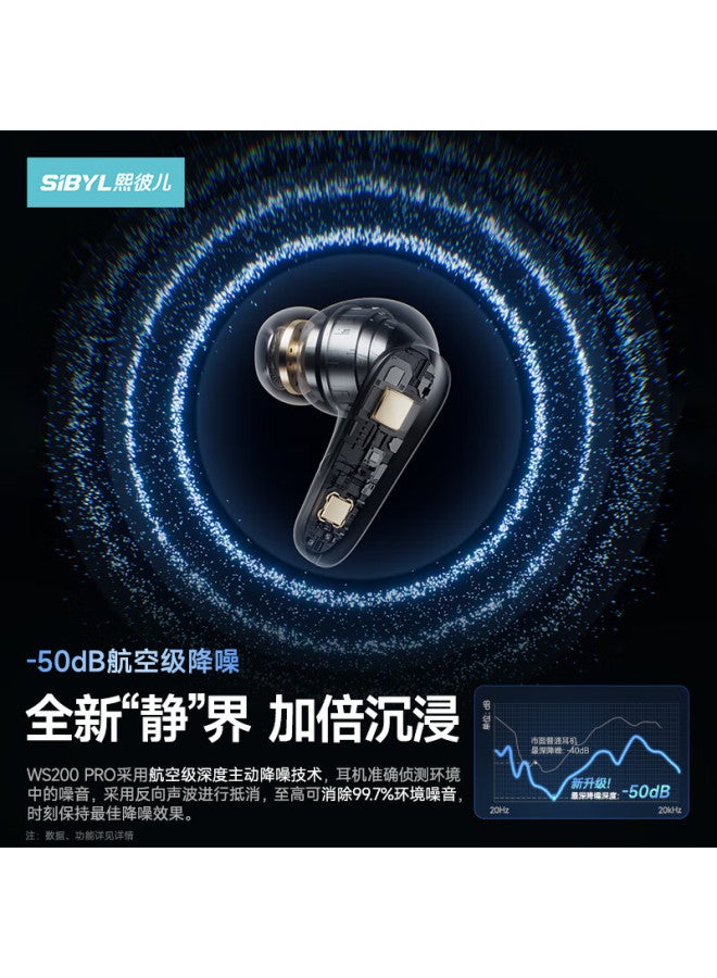 Sibyl Ws200 Pro Bluetooth Wireless In-ear Earphones Latest Model Active Noise Cancelling High-quality Sound Long Battery Life Sports Gaming Low Latency