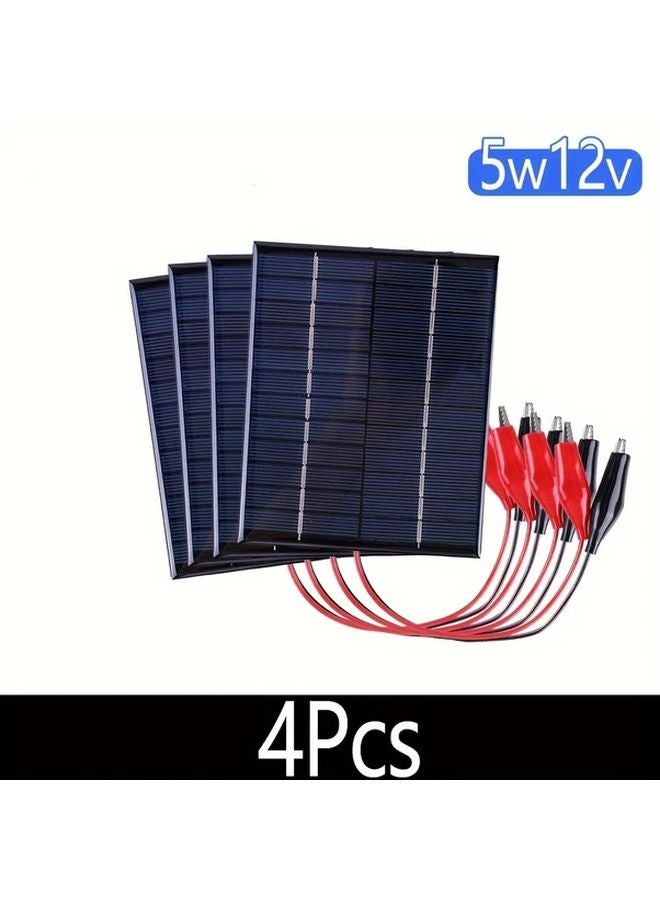 4pcs 5W 12V Portable Solar Panel Charger Fast Charging Universal Power Adapter for RV Camping Outdoor - Image 1