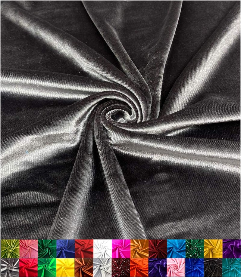 Barcelonetta | Stretch Velvet Fabric | Luxury & Soft | Velvet Fabric | 60" Wide Roll | 10% Spandex | Sewing, Apparel, Upholstery (Charcoal, 2 Yards) - Image 1