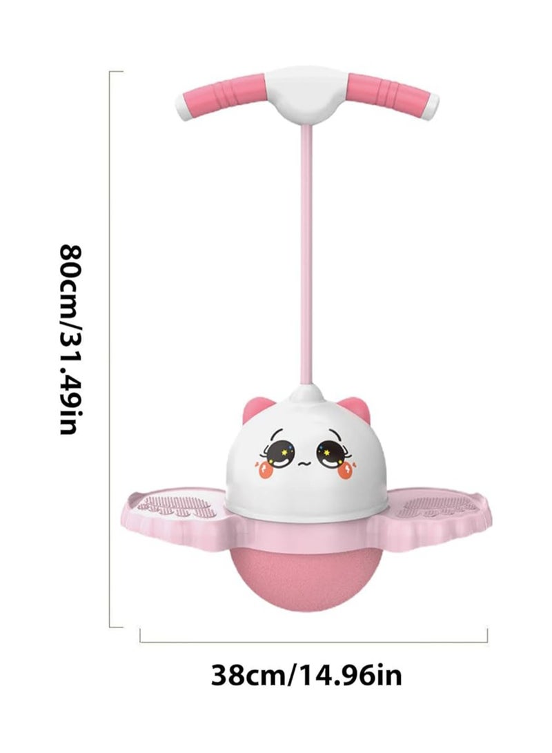 كرة أرنب للأطفال والكبار، كرةبمقبض، عصا  للتمرين للأطفال، ملحق نقطة انطلاق لتمارين التوازن للفتيات - نمط الباندا الوردي - Image 3