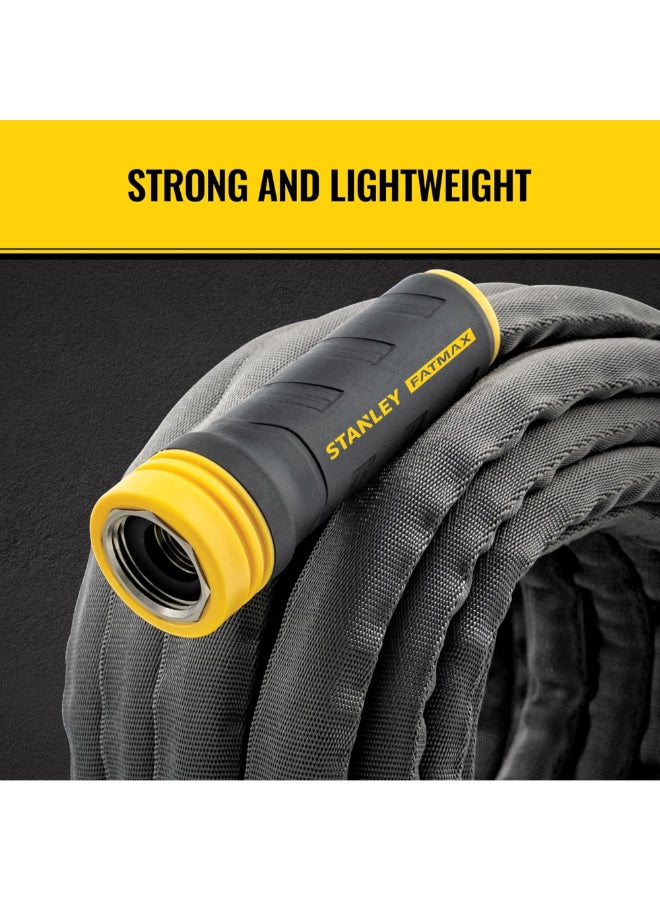 Stanley Fatmax ExoJacket Heavy Duty Fabric Garden Water Hose Grey and Yellow 5/8 Inch x 50 ft BDS918504 - Image 3
