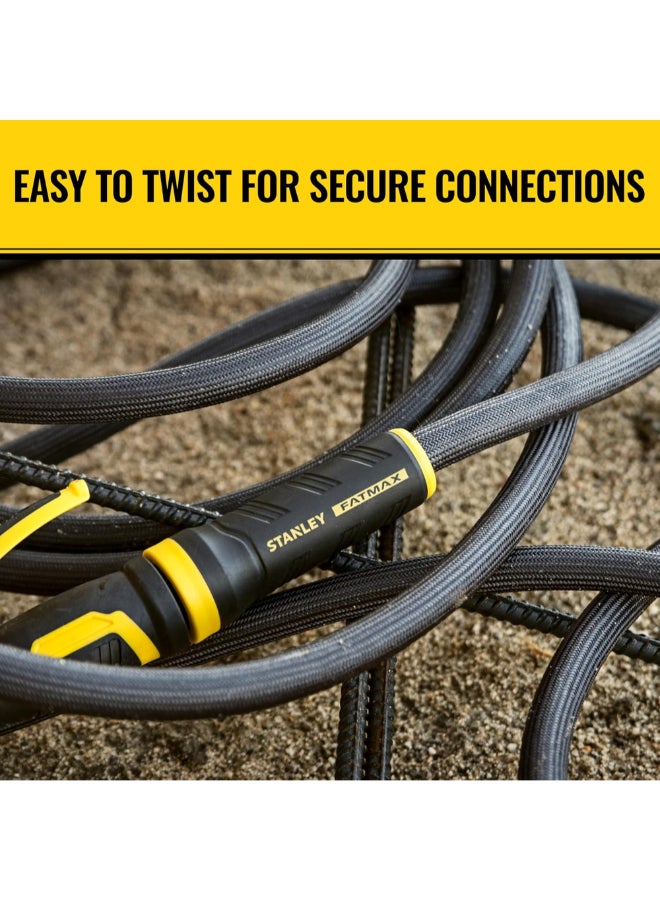 Stanley Fatmax ExoJacket Heavy Duty Fabric Garden Water Hose Grey and Yellow 5/8 Inch x 50 ft BDS918504 - Image 4