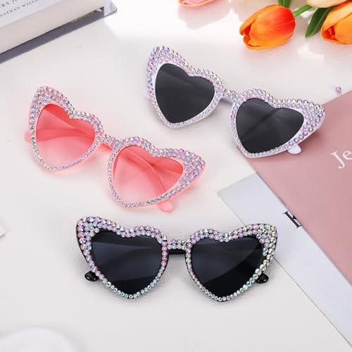 Etercycle Pink Heart Sunglasses, Bling Heart Glasses Party Accessories, Cute Birthday Gifts Women's Sunglasses Bridal Shower Gifts For Bride - Image 5