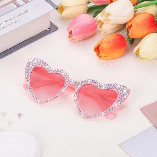 Etercycle Pink Heart Sunglasses, Bling Heart Glasses Party Accessories, Cute Birthday Gifts Women's Sunglasses Bridal Shower Gifts For Bride - Image 4