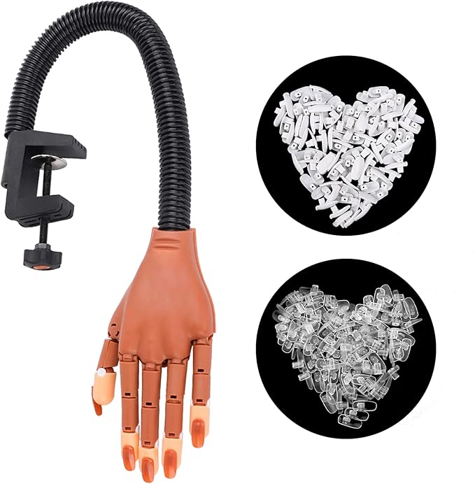 Deciniee Practice Hand for Acrylic Nails Flexible Nail Practice Hand with 200 Pcs WhiteClear Nail TipsProfessional Adjustable Nail Hand Practice Model Acrylic Nail Kit for Nail Manicure - Image 1