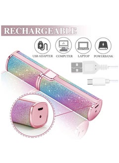 ELTRAZONE Eyebrow Trimmer Facial Hair Remover for Women, Rechargeable Body Face Hair Shaver Razor USB Electric Remover Nose Lips Armpit Bikini Painless Built-in LED Light Lady Gift (Rainbow 1 Pack 2 Heads)  - Image 5