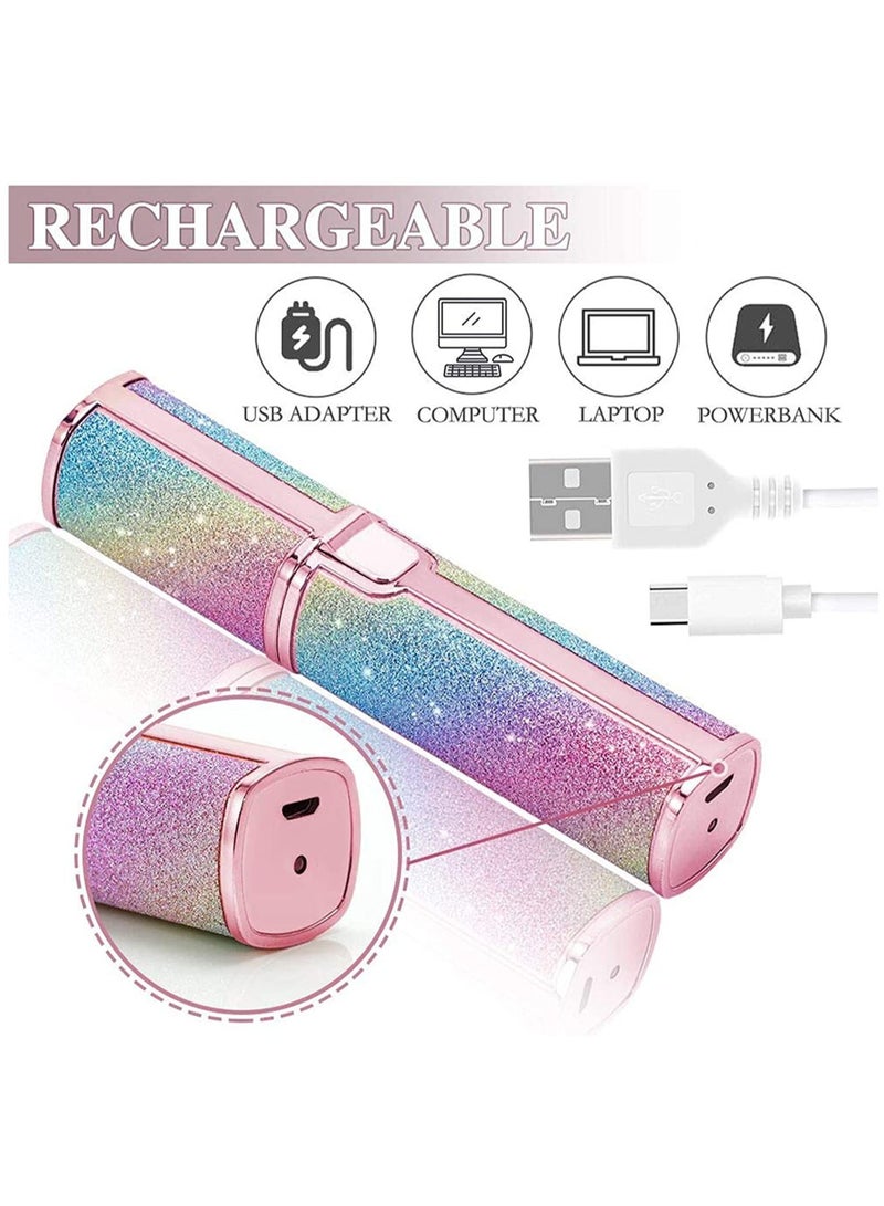 ELTRAZONE Eyebrow Trimmer Facial Hair Remover for Women, Rechargeable Body Face Hair Shaver Razor USB Electric Remover Nose Lips Armpit Bikini Painless Built-in LED Light Lady Gift (Rainbow 1 Pack 2 Heads) - Image 5