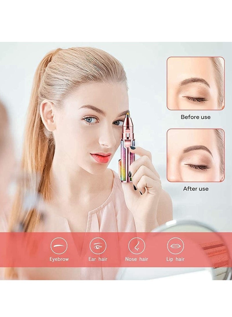 ELTRAZONE Eyebrow Trimmer Facial Hair Remover for Women, Rechargeable Body Face Hair Shaver Razor USB Electric Remover Nose Lips Armpit Bikini Painless Built-in LED Light Lady Gift (Rainbow 1 Pack 2 Heads) - Image 4