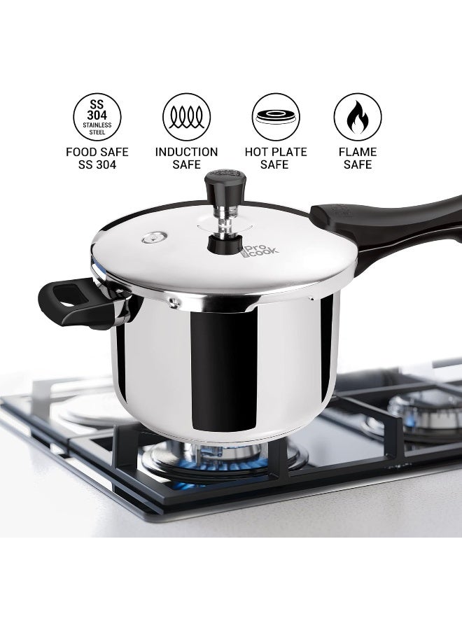 Milton Pro Cook Tri Ply Pressure Cooker With Outer Lid, 5 litre, Silver | Dishwasher Safe | Food Safe | Induction Safe | Hot Plate Safe | Flame Safe - Image 2